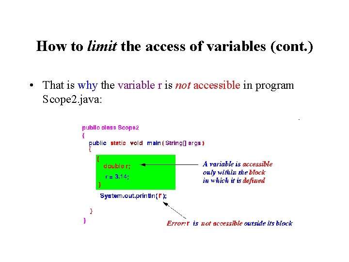 How to limit the access of variables (cont. ) • That is why the