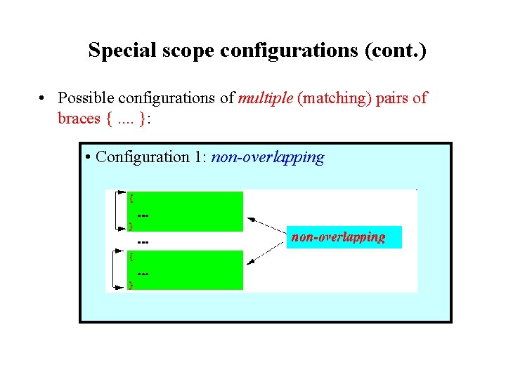 Special scope configurations (cont. ) • Possible configurations of multiple (matching) pairs of braces