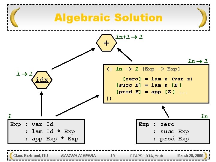 Algebraic Solution ln+l l + ln l l l (| ln -> l [Exp