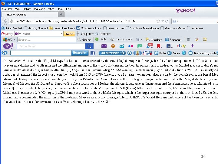Formatting Text…. . . 24 Formatting Text…. . . 24