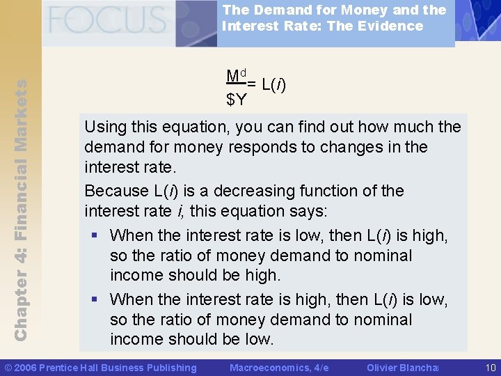 Chapter 4: Financial Markets The Demand for Money and the Interest Rate: The Evidence