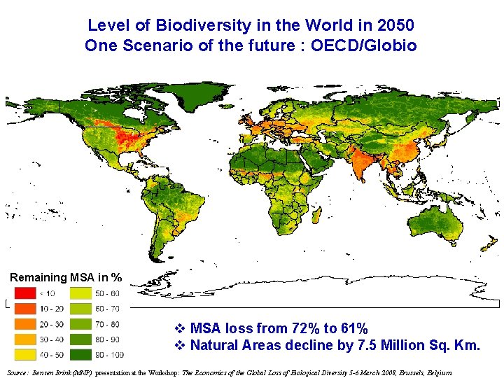 Level of Biodiversity in the World in 2050 One Scenario of the future :