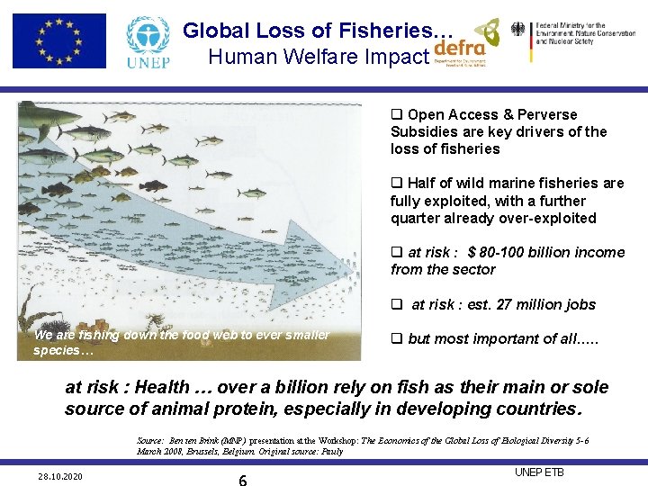 Global Loss of Fisheries… Human Welfare Impact q Open Access & Perverse Subsidies are