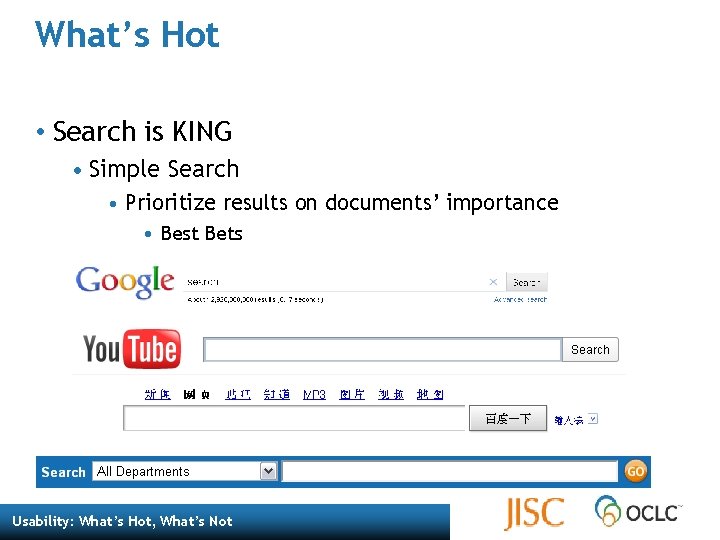 What’s Hot • Search is KING • Simple Search • Prioritize results on documents’