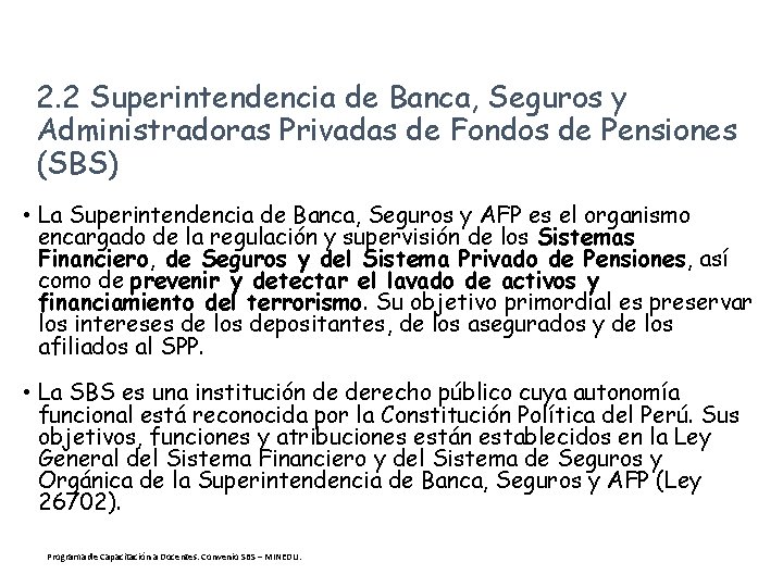 2. 2 Superintendencia de Banca, Seguros y Administradoras Privadas de Fondos de Pensiones (SBS)