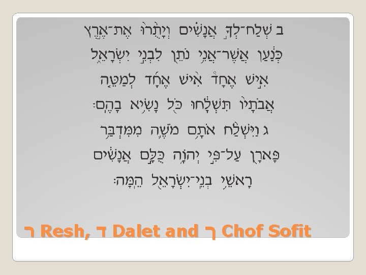  ר Resh, ד Dalet and ך Chof Sofit 