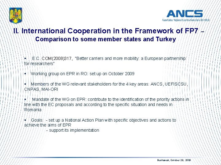 II. International Cooperation in the Framework of FP 7 – Comparison to some member