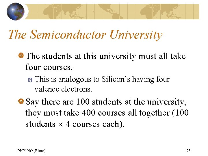 The Semiconductor University The students at this university must all take four courses. This