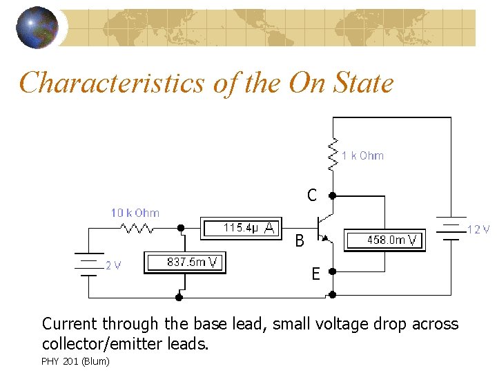 Characteristics of the On State C B E Current through the base lead, small