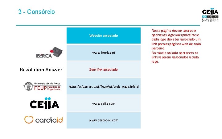 3 - Consórcio Website associado www. iberica. pt Revolution Answer Sem link associado https: