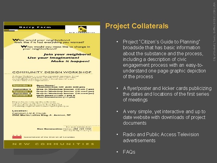  • Project “Citizen’s Guide to Planning” broadside that has basic information about the