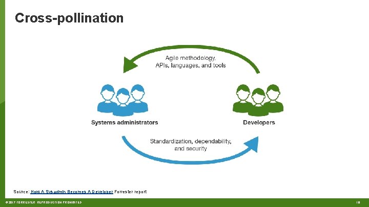 Cross-pollination Source: How A Sysadmin Becomes A Developer Forrester report © 2017 FORRESTER. REPRODUCTION