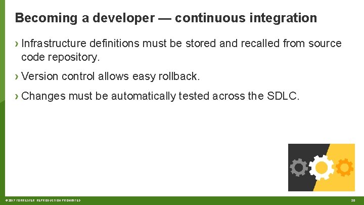 Becoming a developer — continuous integration › Infrastructure definitions must be stored and recalled