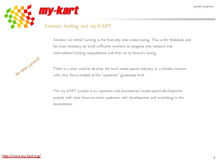 project proposal Amateur karting and my-KART the t n tale am pyr id Amateur