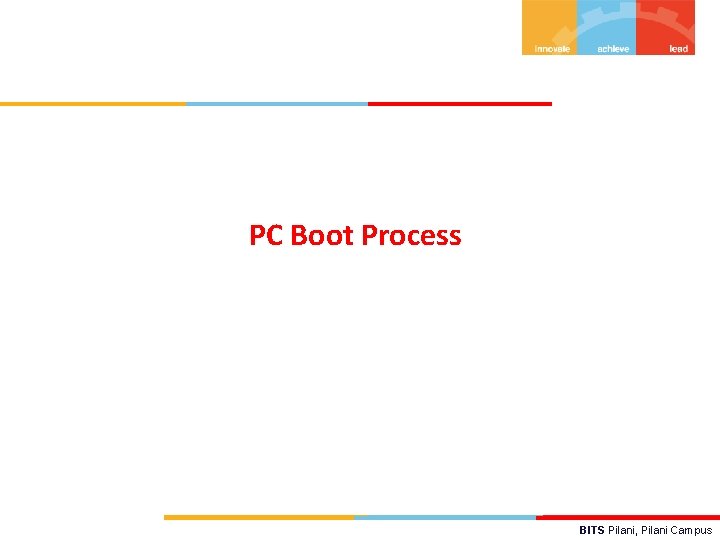 PC Boot Process BITS Pilani, Pilani Campus 