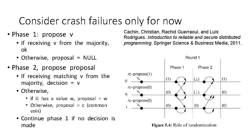 Consider crash failures only for now • Phase 1: propose v • If receiving