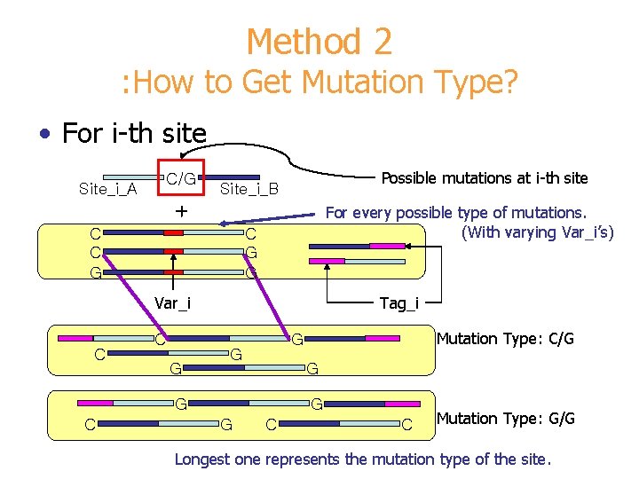 Method 2 : How to Get Mutation Type? • For i-th site Site_i_A C/G