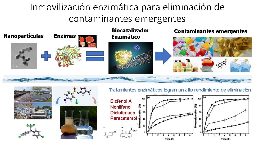 Inmovilización enzimática para eliminación de contaminantes emergentes Nanopartículas Enzimas Biocatalizador Enzimático Contaminantes emergentes Tratamientos