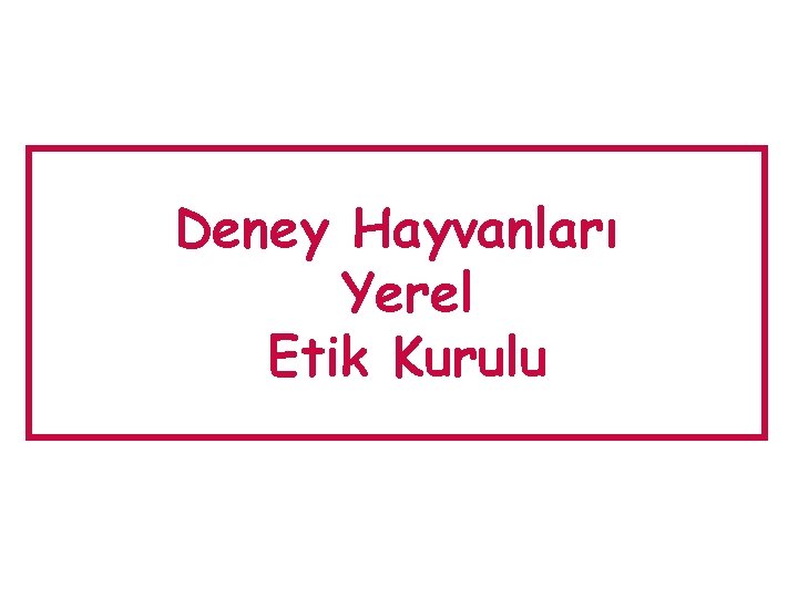 Deney Hayvanları Yerel Etik Kurulu 