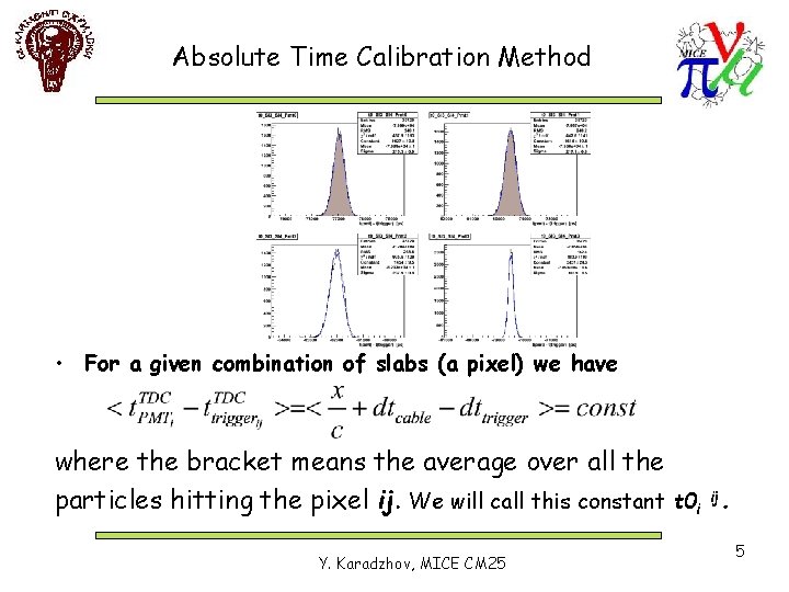 Absolute Time Calibration Method • For a given combination of slabs (a pixel) we