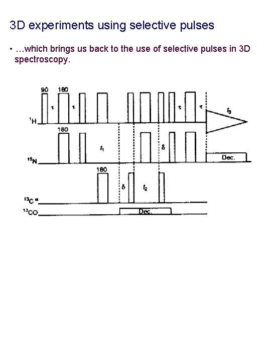 3 D experiments using selective pulses • …which brings us back to the use
