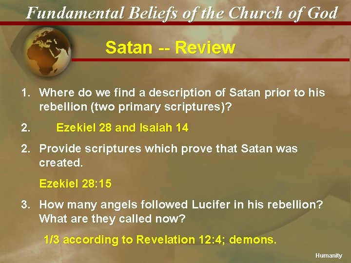 Fundamental Beliefs of the Church of God Satan -- Review 1. Where do we