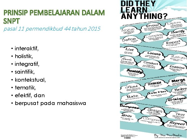 PRINSIP PEMBELAJARAN DALAM SNPT pasal 11 permendikbud 44 tahun 2015 • interaktif, • holistik,