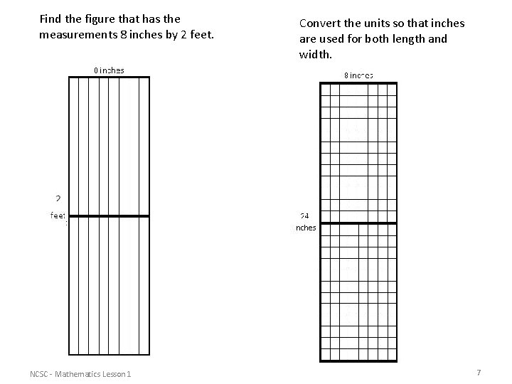 Find the figure that has the measurements 8 inches by 2 feet. NCSC -