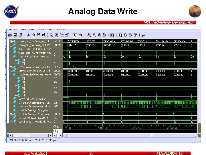 Analog Data Write MSL Technology Development KOWALSKI 20 MAPLD 05/F 154 