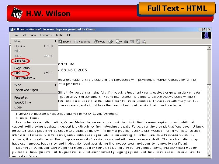 H. W. Wilson Full Text - HTML 