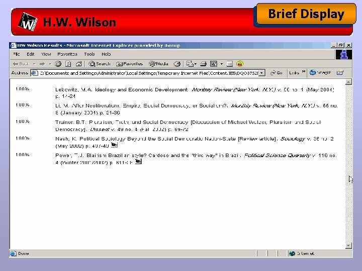 H. W. Wilson Brief Display 