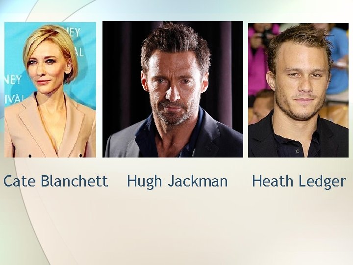 Cate Blanchett Hugh Jackman Heath Ledger 