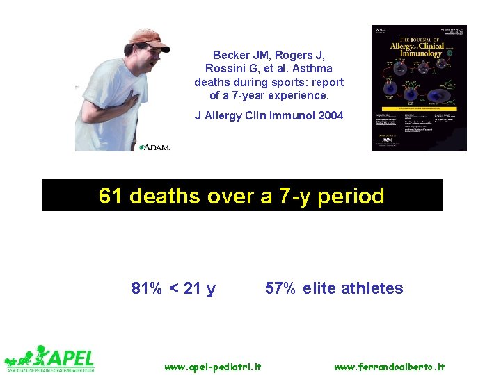 Becker JM, Rogers J, Rossini G, et al. Asthma deaths during sports: report of