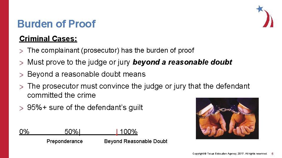 TRIAL BURDEN OF PROOF AND EVIDENCE Court Systems