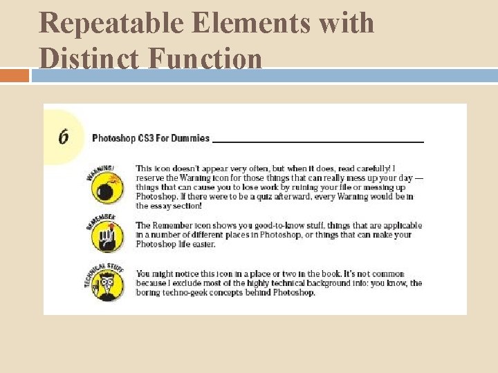 Repeatable Elements with Distinct Function 