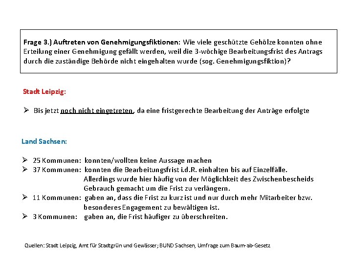 Frage 3. ) Auftreten von Genehmigungsfiktionen: Wie viele geschützte Gehölze konnten ohne Erteilung einer