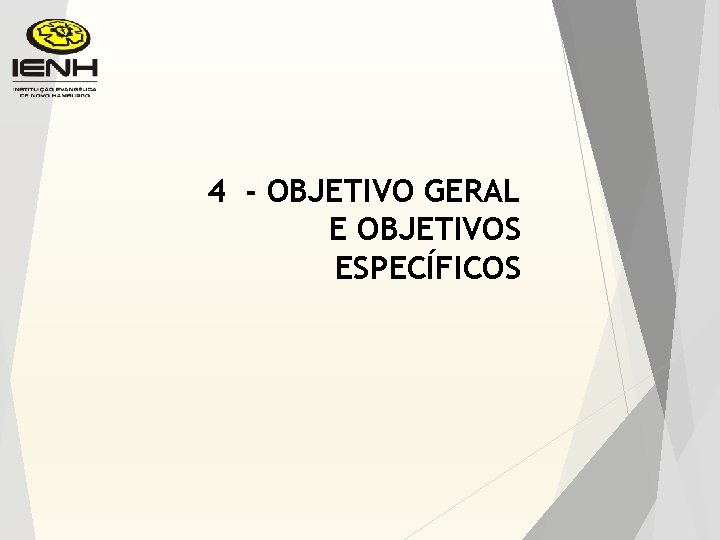 4 - OBJETIVO GERAL E OBJETIVOS ESPECÍFICOS 