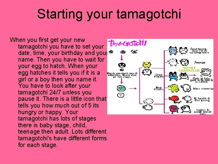 Starting your tamagotchi When you first get your new tamagotchi you have to set