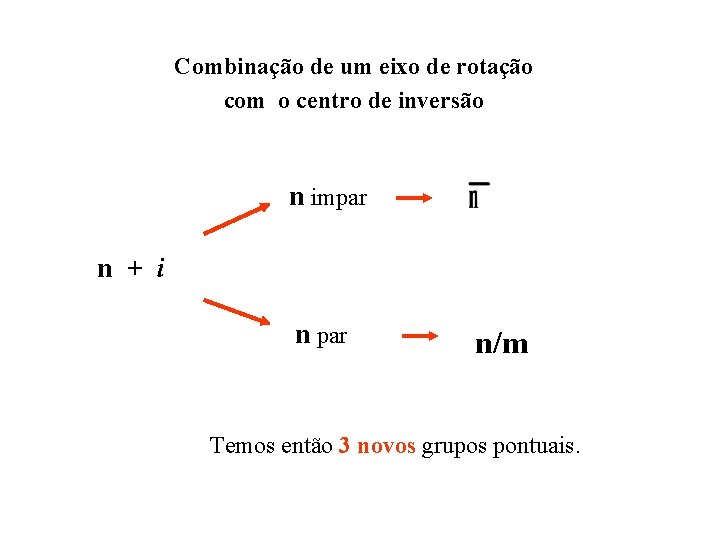 Combinação de um eixo de rotação com o centro de inversão n impar n