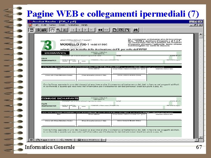 Pagine WEB e collegamenti ipermediali (7) Informatica Generale 67 