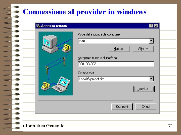 Connessione al provider in windows Informatica Generale 71 