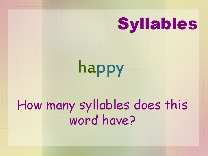 Syllables happy How many syllables does this word have? 