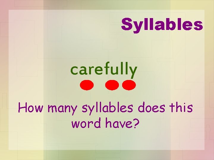 Syllables carefully How many syllables does this word have? 