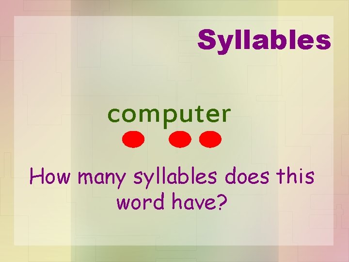Syllables computer How many syllables does this word have? 