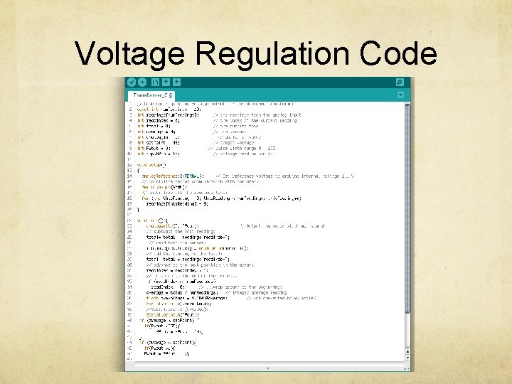 Voltage Regulation Code 