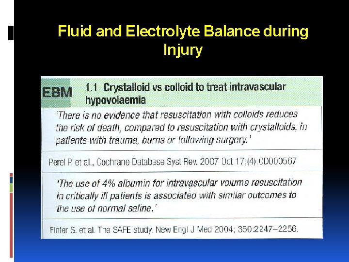 Fluid and Electrolyte Balance during Injury 