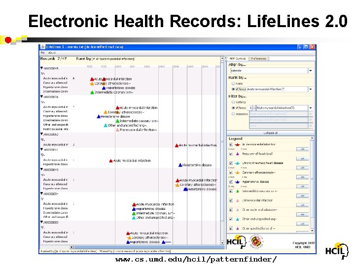 Electronic Health Records: Life. Lines 2. 0 www. cs. umd. edu/hcil/patternfinder/ 