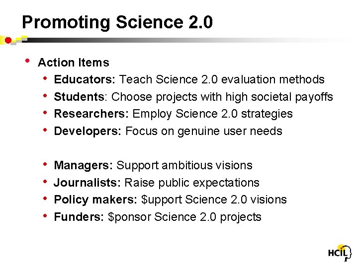 Promoting Science 2. 0 • Action Items • Educators: Teach Science 2. 0 evaluation