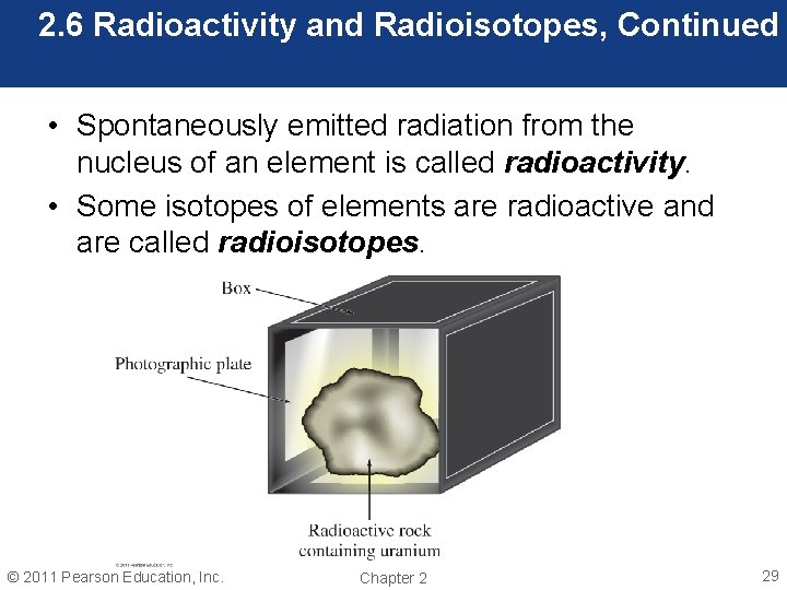 2. 6 Radioactivity and Radioisotopes, Continued • Spontaneously emitted radiation from the nucleus of