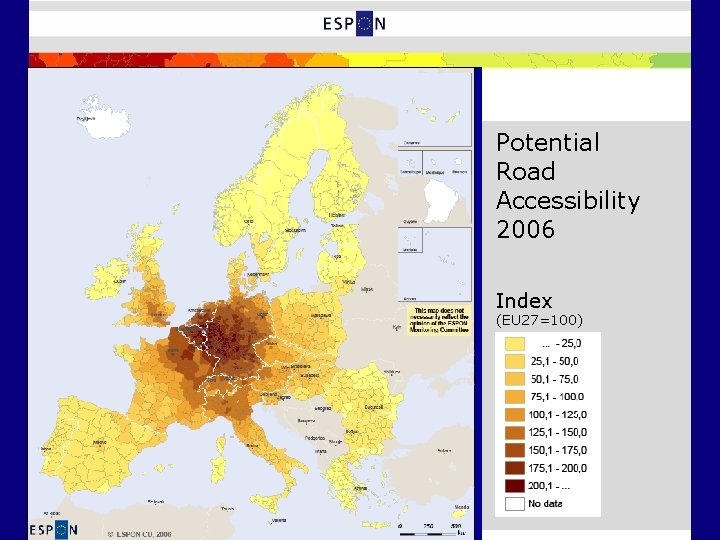 Potential Road Accessibility 2006 Index (EU 27=100) 